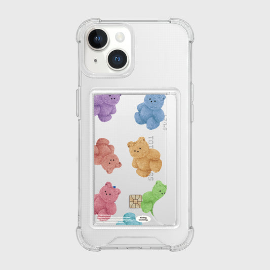 Rainbow Teddy Gummy Pattern Phone Case (Card Pocket)