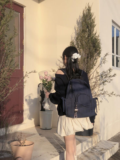 Ovuni Ruffle Ribbon Backpack_ Vintage Navy