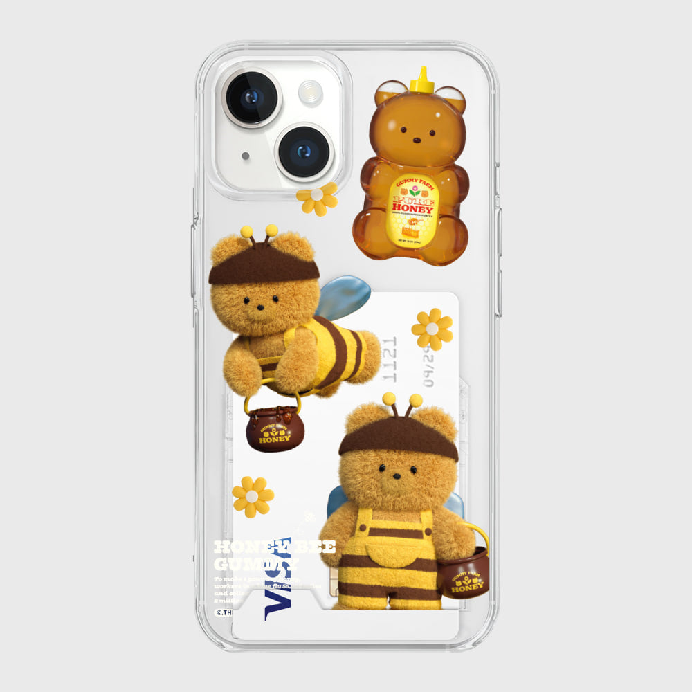 Pattern Honey Bee Gummy Phone Case (Clear/Tank Clear/Clear Card Storage)