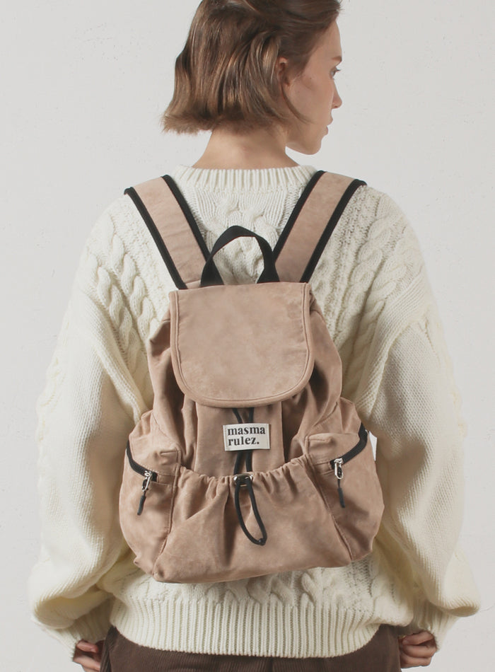 Masmarulez Mini ver. Suede flap backpack _ Beige