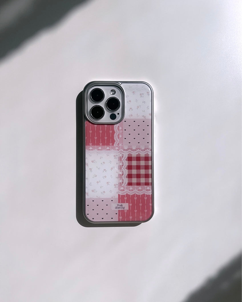 Peakdrawing Red patchwork epoxy bumper case (Silver)