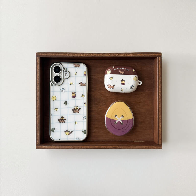 Second Morning Checked Cow Boy Case (Glass Silver Bumper)