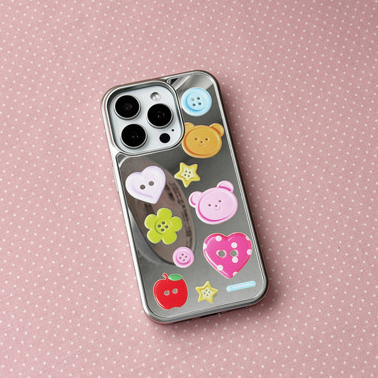 Cherished Button Pattern Phone Case (Mirror silver bumper case)