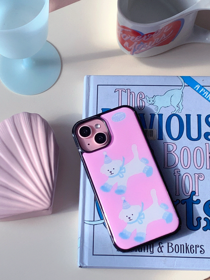 Eppah Winter Knit Maltese (Pink/Navy) Case (Epoxy bumper/Glass/Magsafe)