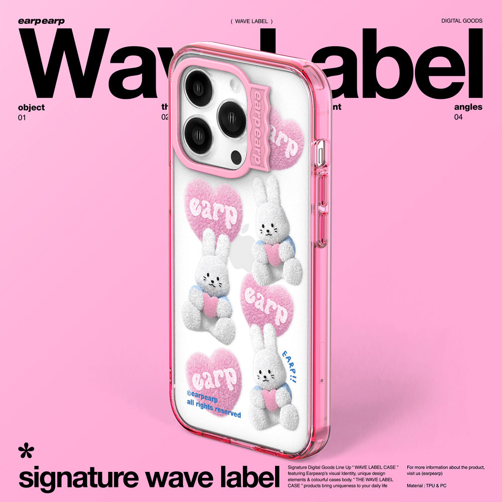 FLUFFY HEART POPO-PINK (Wave Label Clear Case)