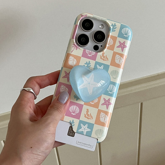 Sea Checkerboard Phone Case (Hard/Card Storage)