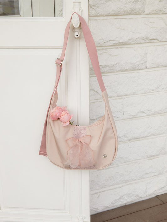 Ovuni Daily Ribbon Hobo Bag_Nude Pink