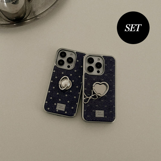 【Set】Denim Bloom (Silver Bumper Case)+指環扣