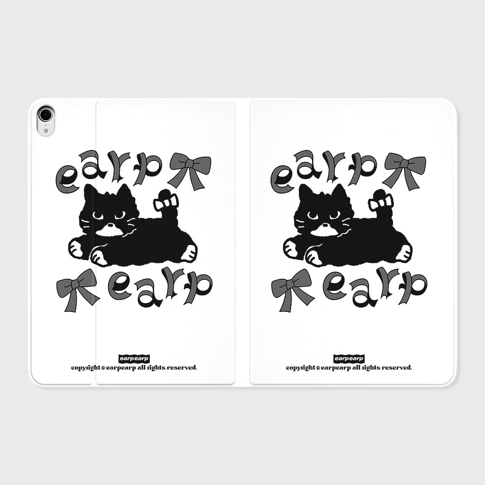 RIBBON BLACK MERO-WHITE IPAD COVER