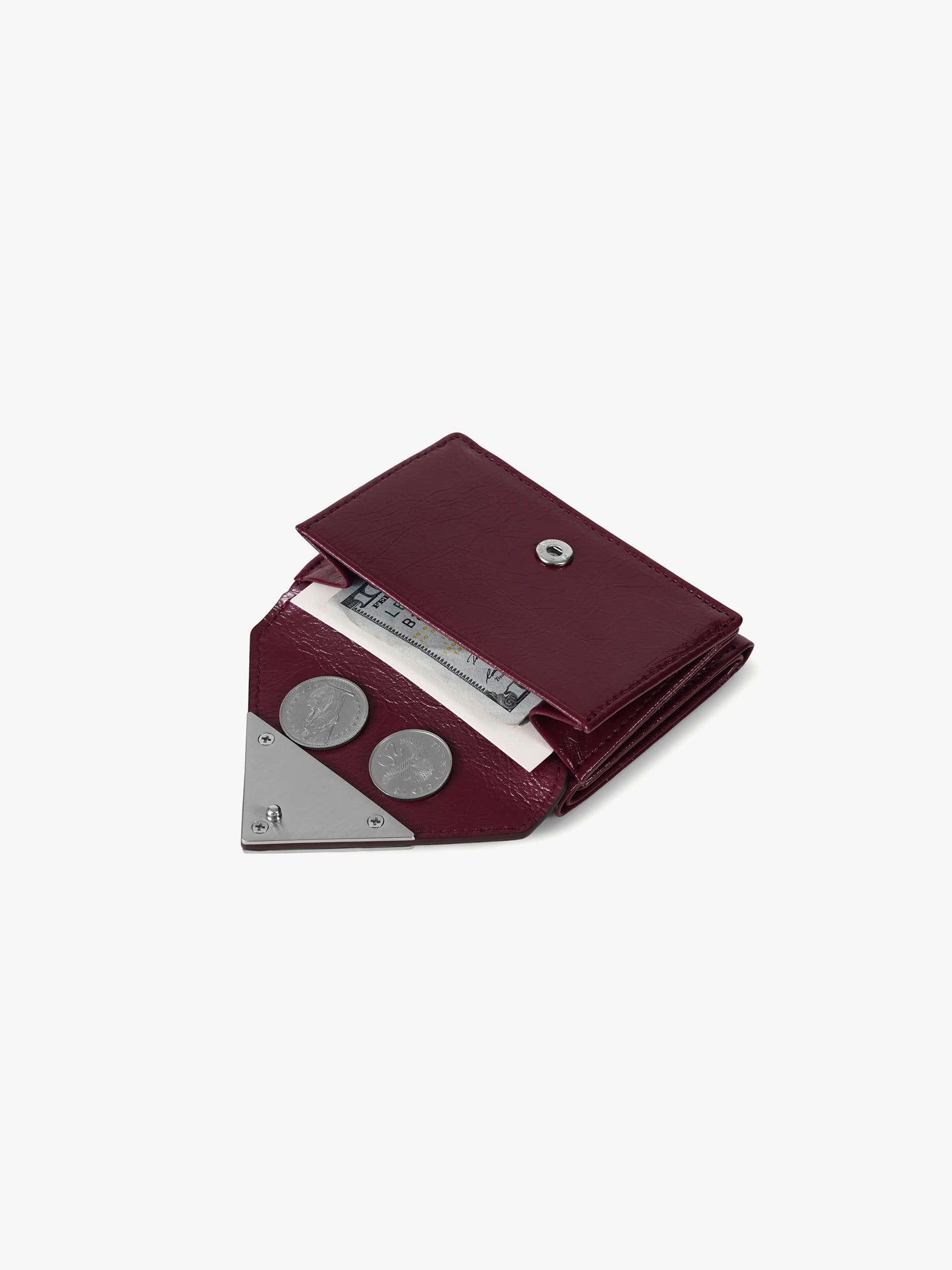 Fennec Crinkle Triangle Triple Wallet - Deep cherry