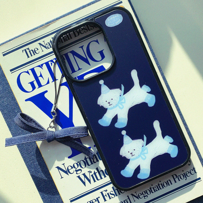 Eppah Winter Knit Maltese (Pink/Navy) Case (Epoxy bumper/Glass/Magsafe)