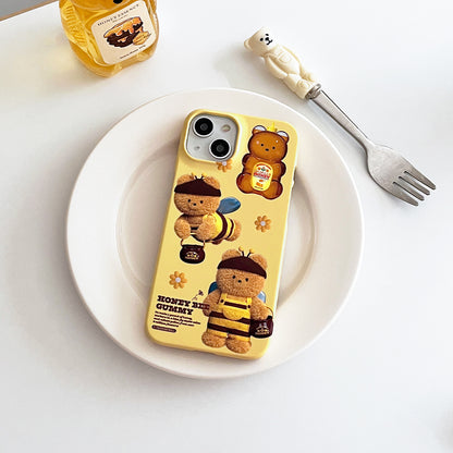 Pattern Honey Bee Gummy Phone Case (Hard/Card Storage) (2色)