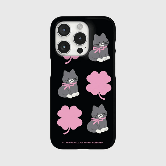 Clover Hey Cat Pattern Phone Case (Hard/Card Storage/Magsafe)