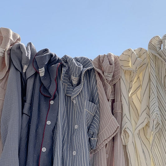 【買2套減$20✨】Juuneedu 7 Days Stripe Cotton Short Sleeves Pajamas (7色) 短袖睡衣