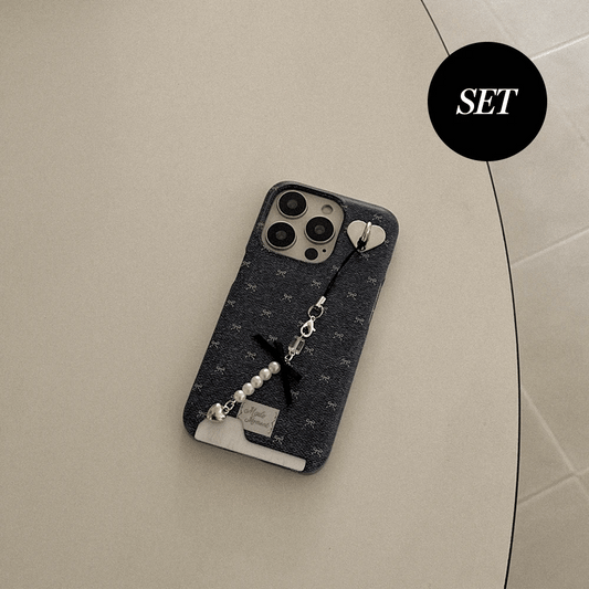 【Set】Denim Bloom (硬殼插卡款)+Tag holder+Keyring