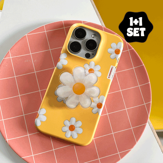 【1+1 Sale ~30/5】Marguerite flower pattern (Hard 硬殼款) + Acrylic Tok