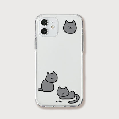 Cuter Gray Cat Phone Case (Jelly/Jelly Hard/Jelly Tank)