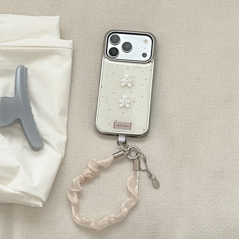 【Set】Sugar Confetti Button (Mirror Bumper Case)+ Pure Silk手機繩