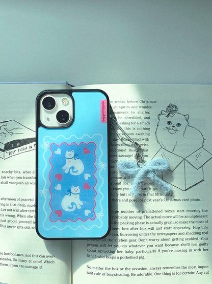 Eppah Skyblue White Cat Case (Epoxy bumper/Glass/Magsafe)