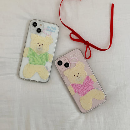 Big Knit Bear Phone Case (Clear/Tank Clear/Clear card storage)