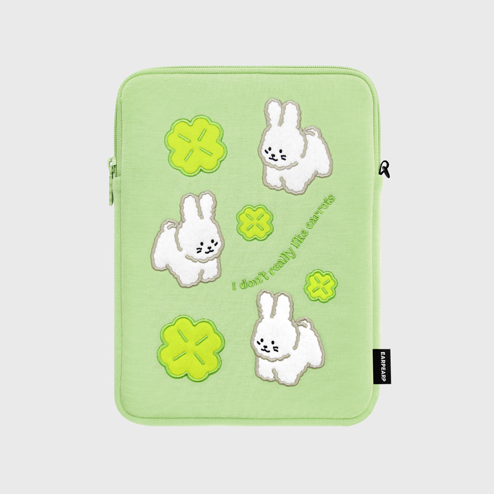 CLOVER WHITE POPO-GREEN IPAD POUCH (11 inch)