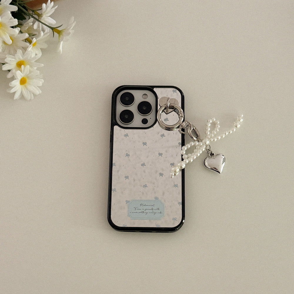 【Set】Small Ribbon Pattern (Mirror Bumper Case)+Tag Holder+Keyring