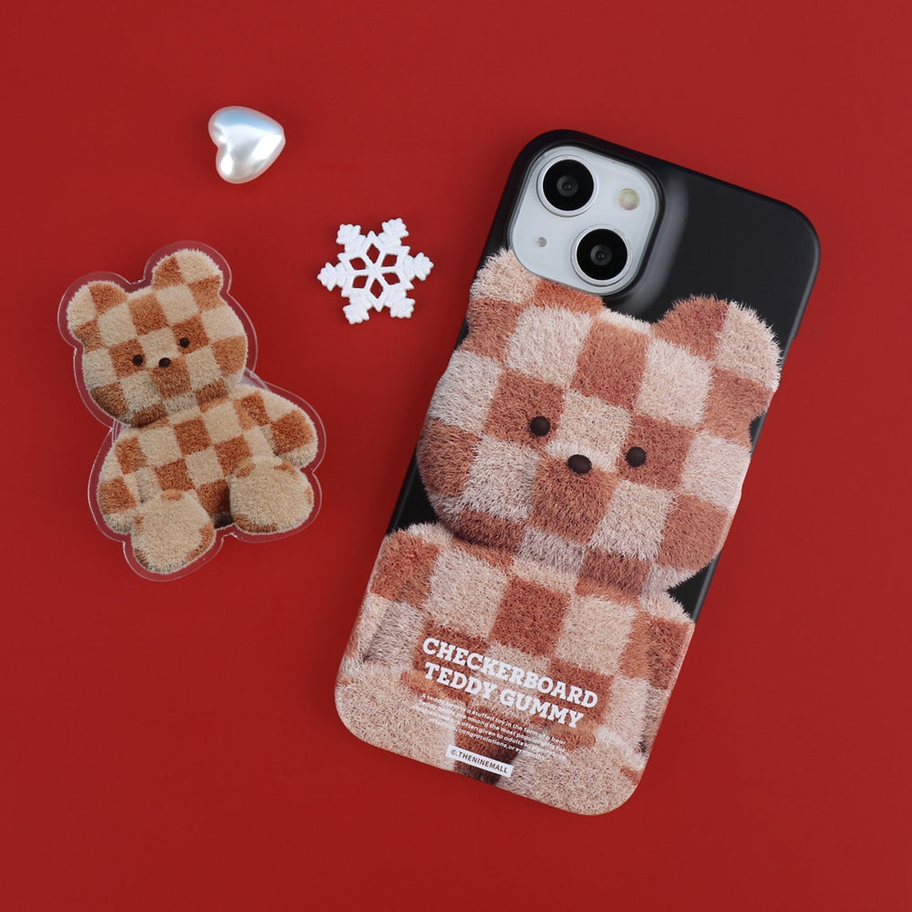 Big Checkerboard Teddy Phone Case (Hard/Card Storage)