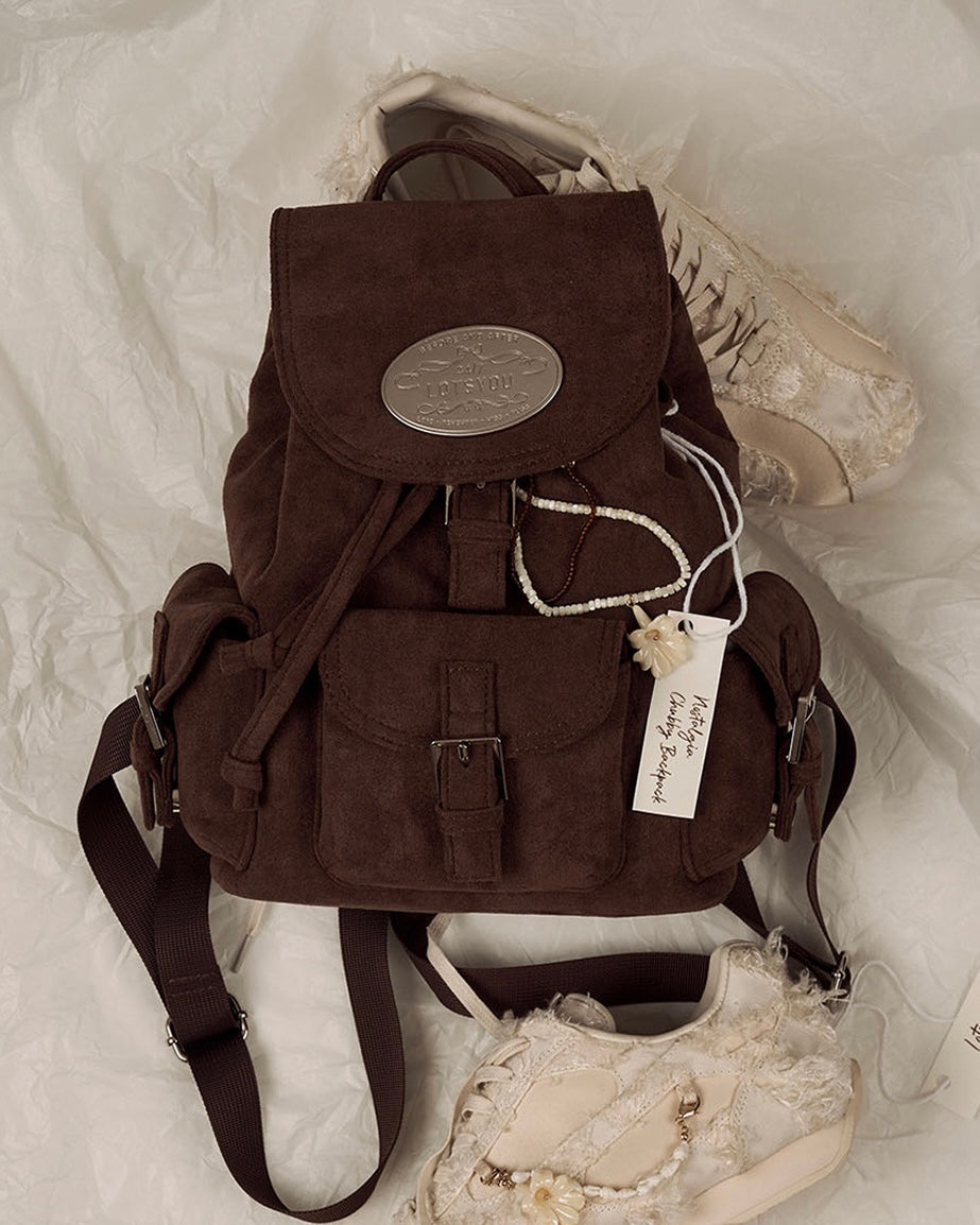 Lotsyou Nostalgia Chubby Backpack Brown