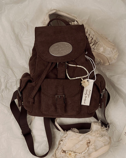 Lotsyou Nostalgia Chubby Backpack Brown