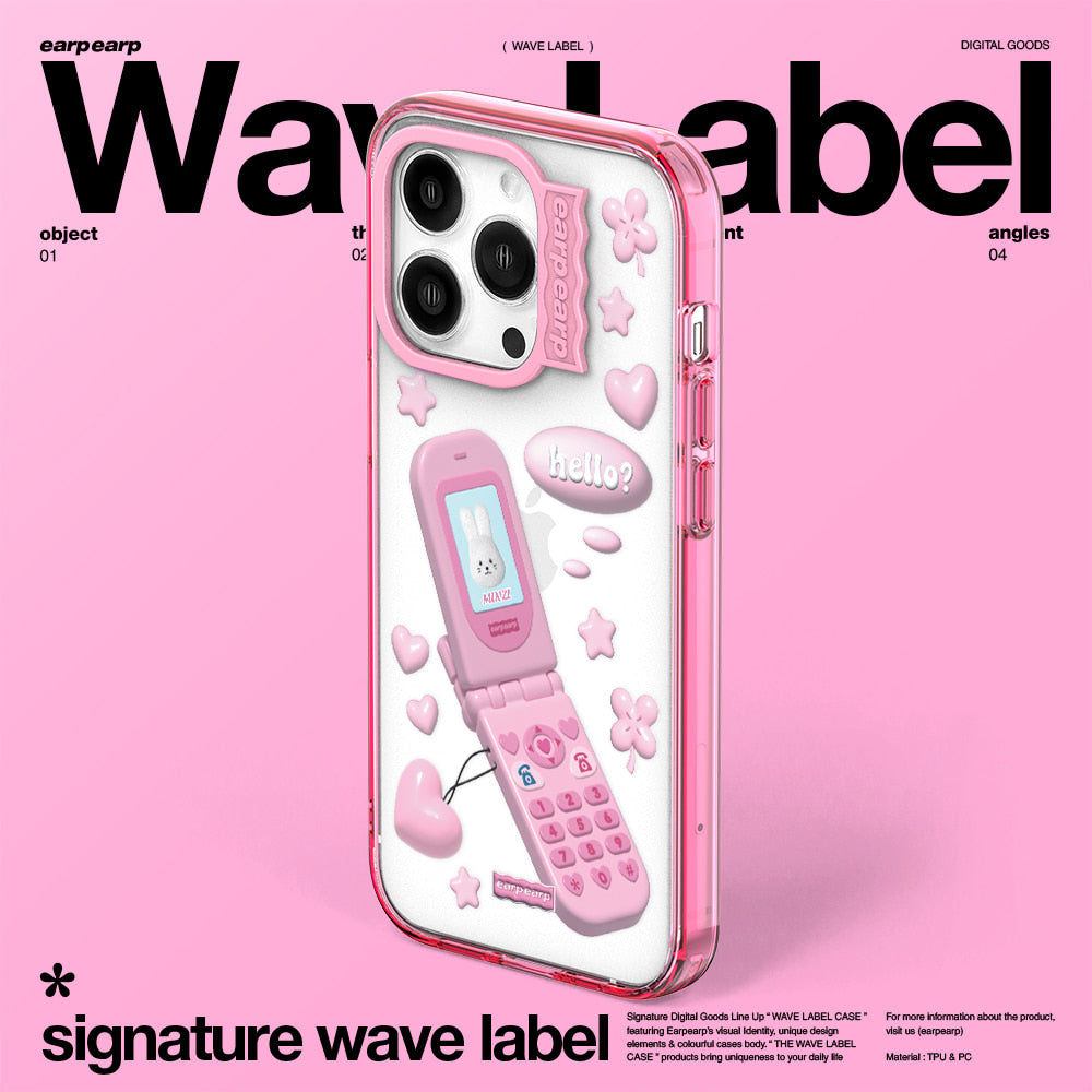 FOLD PHONE POPO-PINK (Wave Label Clear Case)