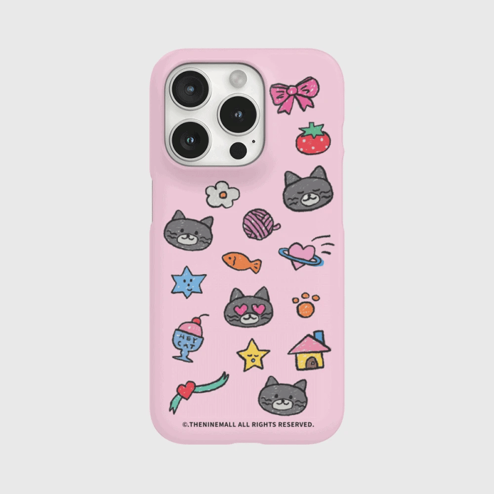 Doodle Hey Cat Phone Case (Hard/Card Storage/Magsafe)