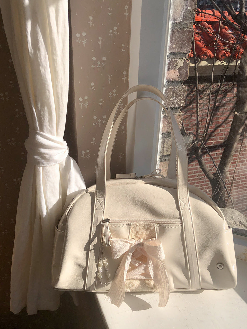 Ovuni Daily ribbon gym bag_cream