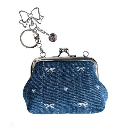 Peakdrawing Mini ribbon denim frame bag