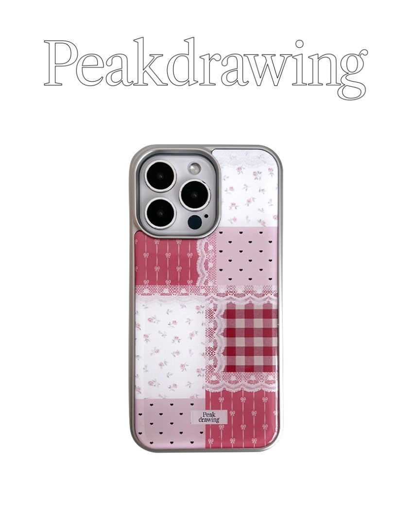Peakdrawing Red patchwork epoxy bumper case (Silver)