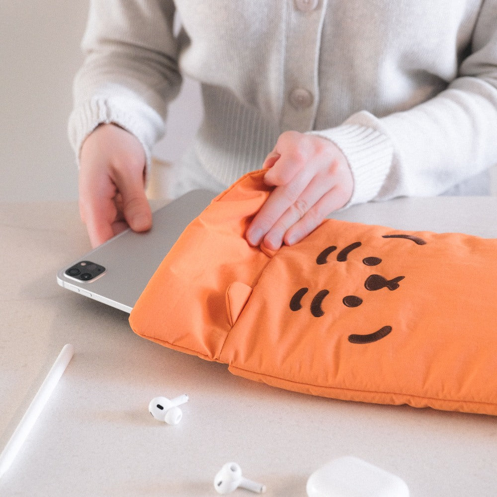 Muzik Tiger Slim Laptop Pouch (9-16 inch) #橙色老虎