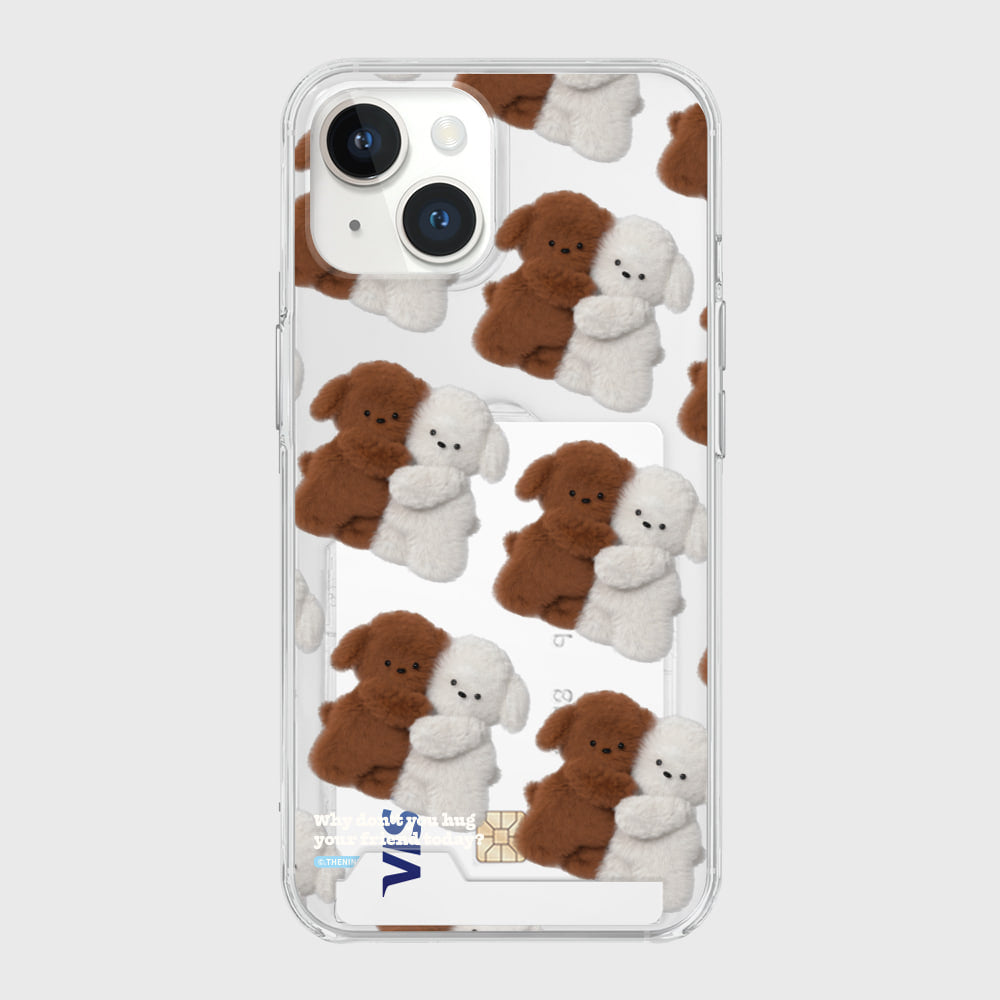 Pattern Hug Puppy Phone Case (Clear/Tank Clear/Clear Card Storage)