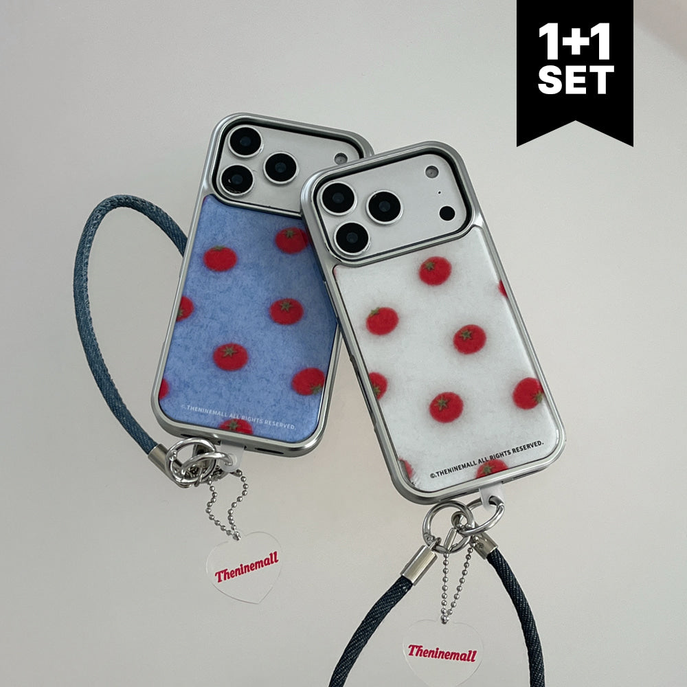 【Set】Felt Tomato (Silver Bumper Case)+手機繩