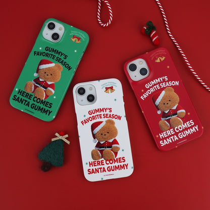 Here Comes Santa Gummy Phone Case (Hard/Card Storage)(3色)