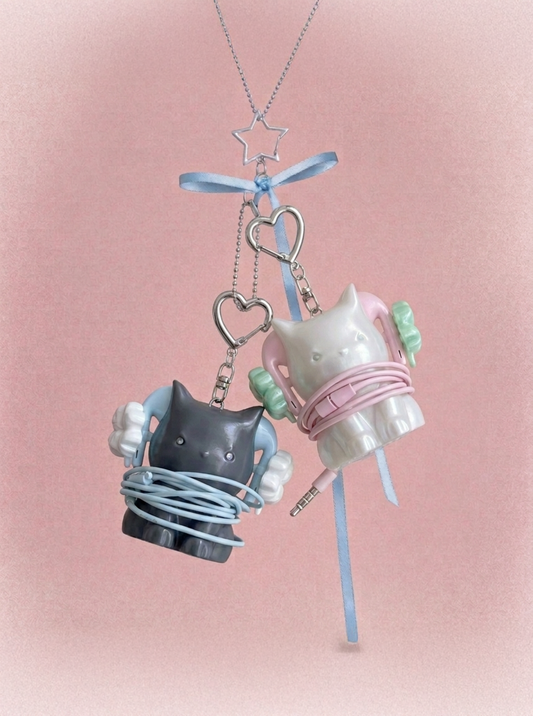 46month Cat Cable Keyring 耳機收納鎖匙扣 (2色)