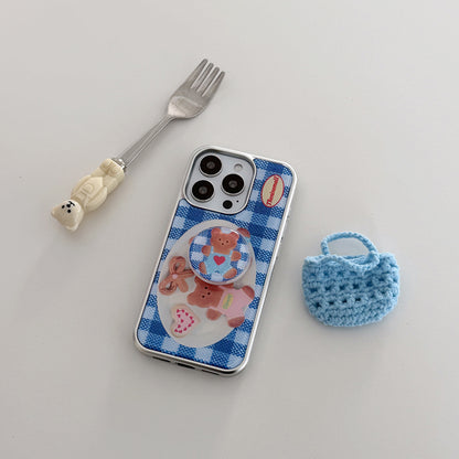 Gummy Cookie Check Pattern Phone Case (Silver bumper)