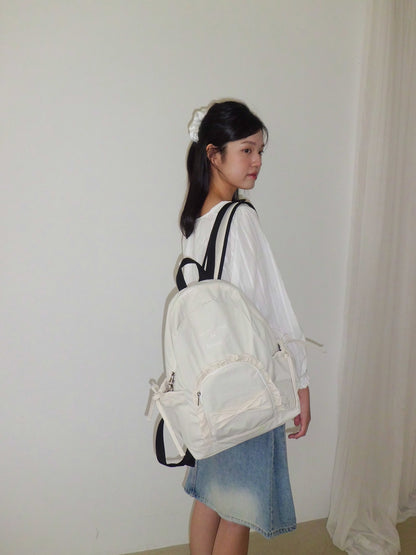 Ovuni Ruffle ribbon backpack_ivory