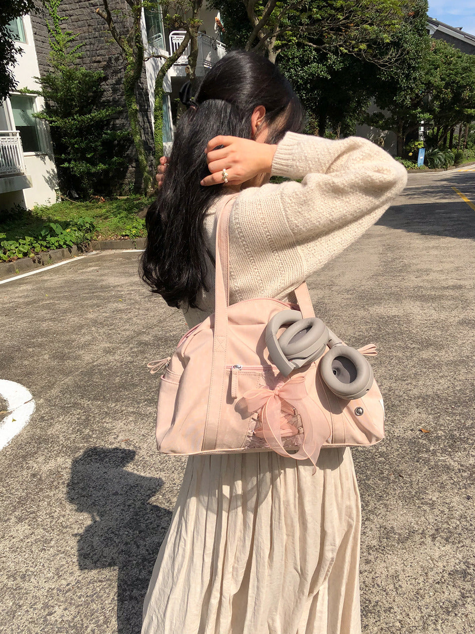 Ovuni Daily ribbon gym bag_nude pink