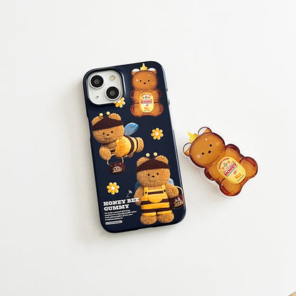 Pattern Honey Bee Gummy Phone Case (Hard/Card Storage) (2色)