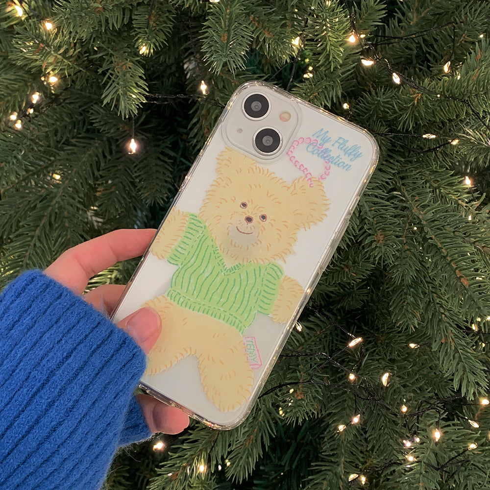 Big Knit Bear Phone Case (Clear/Tank Clear/Clear card storage)