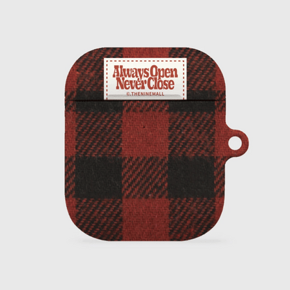 Fluffy Checked Label Airpods Case (Hard 硬殼) (6色)