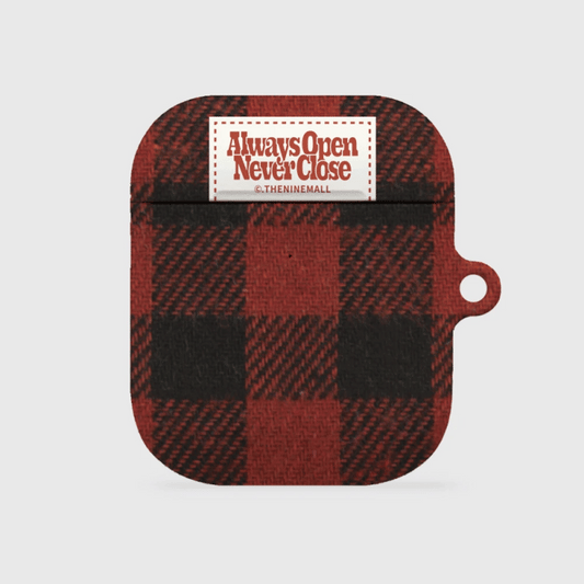 Fluffy Checked Label Airpods Case (Hard 硬殼) (6色)