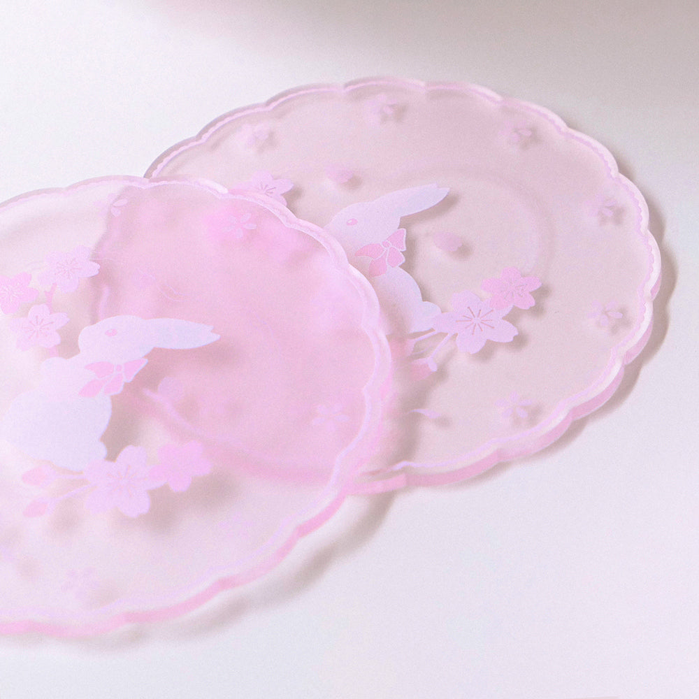 Dreamy lights Cherry blossom rabbit ♡ acrylic coaster 透明杯墊