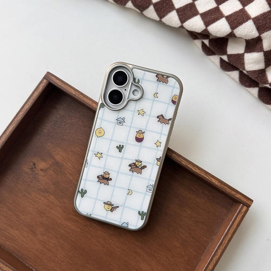 Second Morning Checked Cow Boy Case (Glass Silver Bumper)