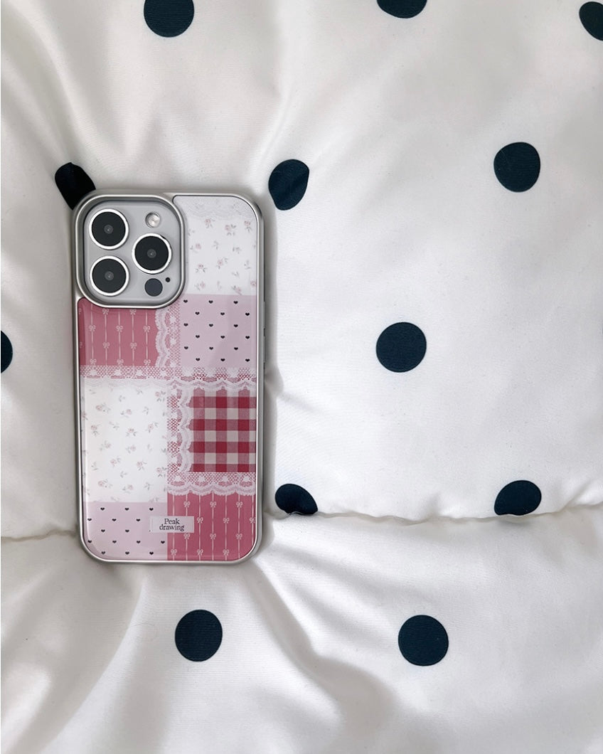 Peakdrawing Red patchwork epoxy bumper case (Silver)