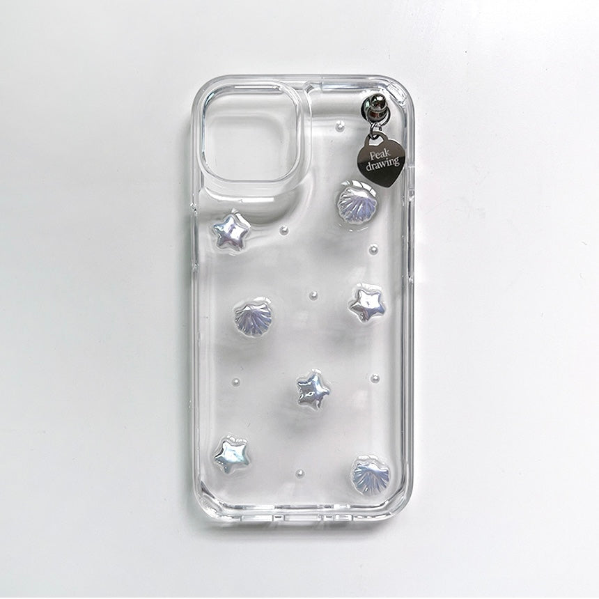 Peakdrawing Mini seashell heart resin case